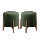 Kit 2 Puff Decorativo Para Sala Redondo Luxo Dubai Suede Verde