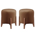 Kit 2 Puff Decorativo Para Sala Redondo Luxo Dubai Veludo Cap