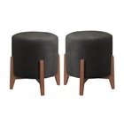 Kit 2 Puff Decorativo Para Sala Redondo Luxo Dubai Veludo Pre