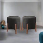 Kit 2 Puff Decorativo Para Sala Redondo Luxo Dubai Veludo Pre