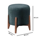 Kit 2 Puff Decorativo Para Sala Redondo Luxo Roma Linho Azul