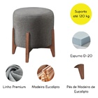 Kit 2 Puff Decorativo Para Sala Redondo Luxo Roma Linho Cinza