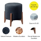 Kit 2 Puff Decorativo Para Sala Redondo Luxo Roma Veludo Azul