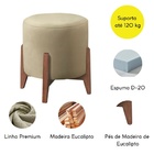 Kit 2 Puff Decorativo Para Sala Redondo Luxo Selena Linho Bege