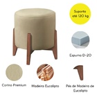 Kit 2 Puff Decorativo Para Sala Redondo Luxo Viena Corino Bege