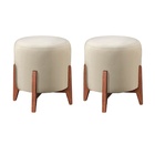 Kit 2 Puff Decorativo Para Sala Redondo Luxo Viena Linho Marf