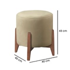 Kit 2 Puff Decorativo Para Sala Redondo Luxo Viena Suede Bege