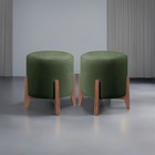 Kit 2 Puff Decorativo Para Sala Redondo Luxo Viena Suede Verde