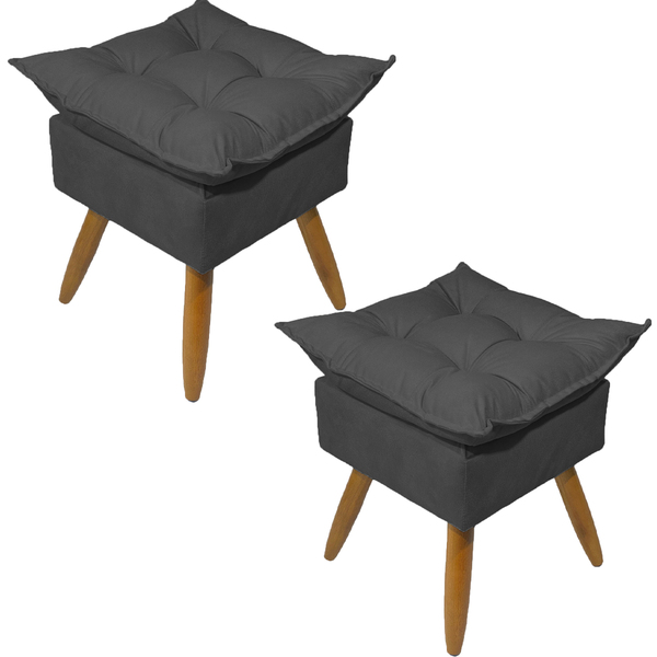 Kit 2 Puff Decorativo Quadrado Para Sala Quarto Penteadeira R