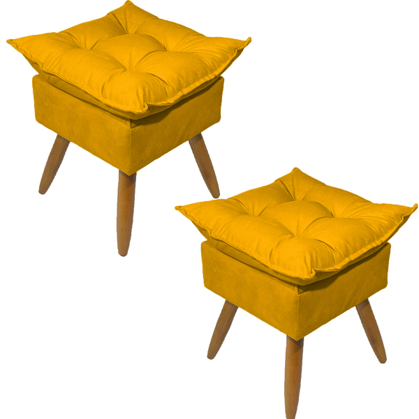 Kit 2 Puff Decorativo Quadrado Para Sala Quarto Penteadeira R