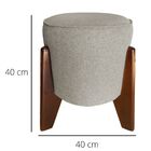 Kit 2 Puff Decorativo Redondo Itália Linho Cru Pés Madeira