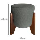 Kit 2 Puff Decorativo Redondo Itália Veludo Cinza Pé Madeira