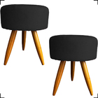 Kit 2 Puff Decorativo Redondo Para Sala Quarto Penteadeira Pé