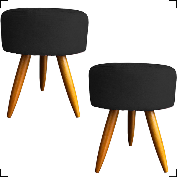 Kit 2 Puff Decorativo Redondo Para Sala Quarto Penteadeira Pé