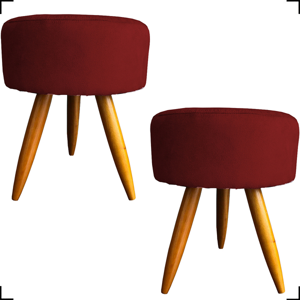 Kit 2 Puff Decorativo Redondo Para Sala Quarto Penteadeira Pé