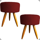 Kit 2 Puff Decorativo Redondo Para Sala Quarto Penteadeira Pé