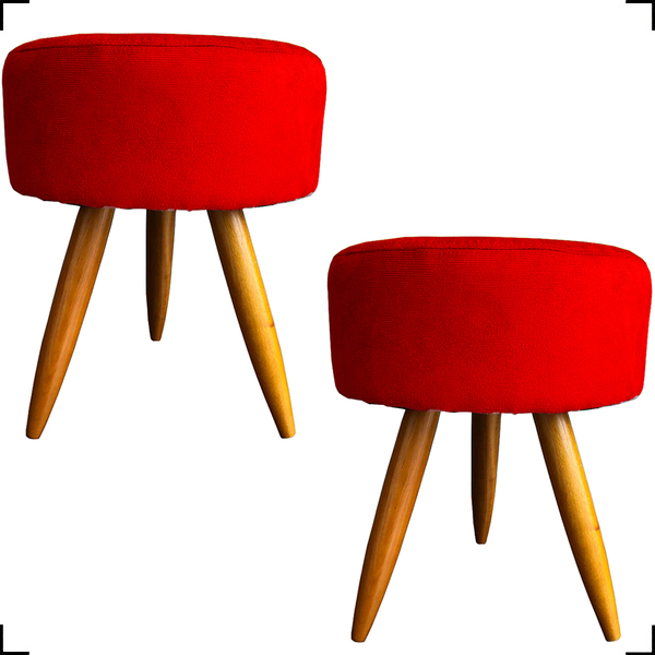 Kit 2 Puff Decorativo Redondo Para Sala Quarto Penteadeira Pé