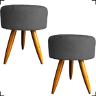 Kit 2 Puff Decorativo Redondo Para Sala Quarto Penteadeira Pé