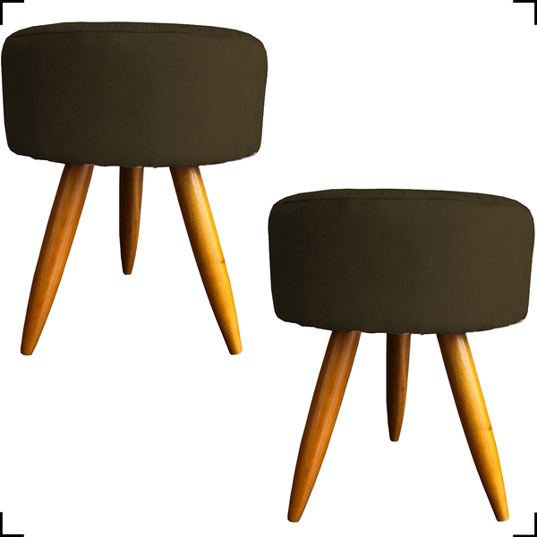 Kit 2 Puff Decorativo Redondo Para Sala Quarto Penteadeira Pé