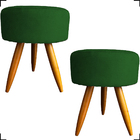 Kit 2 Puff Decorativo Redondo Para Sala Quarto Penteadeira Pé