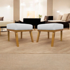 Kit 2 Puff Decorativo Retangular Para Sala Quarto Penteadeira