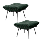 Kit 2 Puff Decorativo Sala De Estar Abel Pés Preto Suede Verd