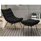 Kit 2 Puff Decorativo Sala De Estar Abel Pés Preto Veludo Pre