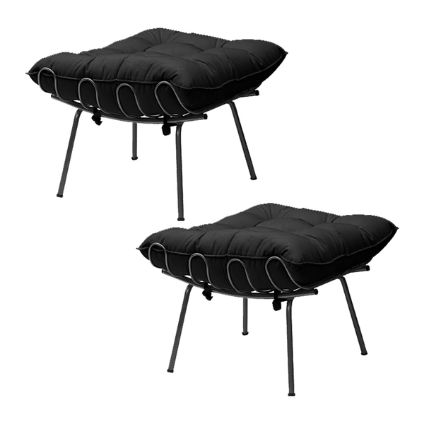 Kit 2 Puff Decorativo Sala De Estar Abel Pés Preto Veludo Pre