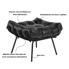 Kit 2 Puff Decorativo Sala De Estar Costela Base Preta Couro