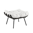 Kit 2 Puff Decorativo Sala De Estar Costela Base Preta Couro