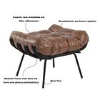 Kit 2 Puff Decorativo Sala De Estar Costela Base Preta Couro