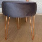 Kit 2 Puff Decorativo Vieira Veludo Cinza Escuro Pé Rosê