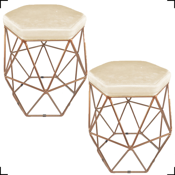 Kit 2 Puff Decorativos Para Manicure Hexagonal Aramado Base B