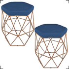 Kit 2 Puff Decorativos Para Manicure Hexagonal Aramado Base B