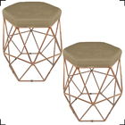 Kit 2 Puff Decorativos Para Manicure Hexagonal Aramado Base B