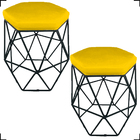 Kit 2 Puff Decorativos Para Penteadeira Hexagonal Aramado Bas