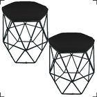 Kit 2 Puff Decorativos Para Penteadeira Hexagonal Aramado Bas