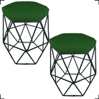 Kit 2 Puff Decorativos Para Penteadeira Hexagonal Aramado Bas