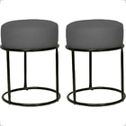 Kit 2 Puff Decorativos Para Penteadeira Luxe Base Preta Suede