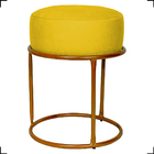 Kit 2 Puff Decorativos Para Sala Luxe Base Cobre Suede Amarel