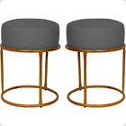 Kit 2 Puff Decorativos Para Sala Luxe Base Cobre Suede Cinza