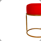 Kit 2 Puff Decorativos Para Sala Luxe Base Cobre Suede Vermel