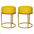 Kit 2 Puff Decorativos Para Sala Luxe Base Dourada Suede Amar