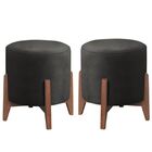 Kit 2 Puff Decorativos Recepção Redondo Eloá Suede Preto