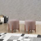 Kit 2 Puff Decorativos Recepção Redondo Raika Veludo Rosê