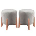 Kit 2 Puff Decorativos Redondo Eloá Suede Cinza Claro