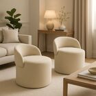 Kit 2 Puff Encosto Suede Redondo Sala Banco Orgânico Quarto B