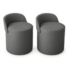 Kit 2 Puff Encosto Suede Redondo Sala Banco Orgânico Quarto C