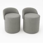 Kit 2 Puff Encosto Suede Redondo Sala Banco Orgânico Quarto C