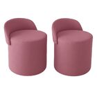 Kit 2 Puff Encosto Suede Redondo Sala Banco Orgânico Quarto R